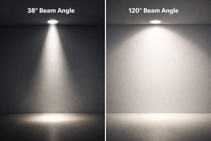Downlight Beam Angle Explained (UK): 38&deg; vs 120&deg; &mdash; What Should You Choose?